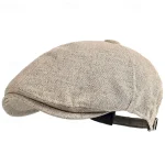 Men's Flat Cap Ascot Hat Newsboy Hat Black khaki Linen Fashion Casual Street Daily Plain Adjustable Sunscreen Breathable 2025 - Image 2