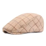 Men's Flat Cap Tweed Cap Brown Beige Cotton Streetwear Stylish 1920s Fashion Outdoor Daily Going out Stripe Warm 2025