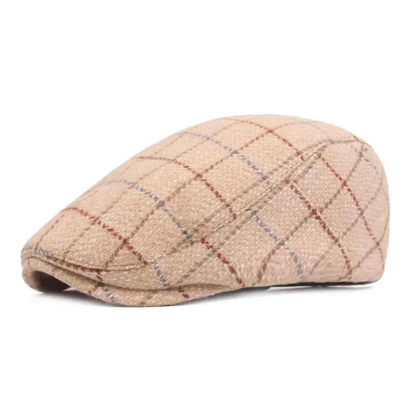 bqantl1636081427138.webp Men's Flat Cap Tweed Cap Brown Beige Cotton Streetwear Stylish 1920s Fashion Outdoor Daily Going out Stripe Warm 2025 - Image 1