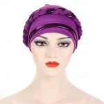 8 Colors Muslim Women Inner Caps Braided Bandanas Hijab Comfort Fashion Turban Hat Colorful Chemo Hats Head Wearing turbante 2025 - Image 5