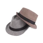 Men's Fedora Hat Panama Hat khaki Light Grey Cotton Streetwear Stylish 1920s Fashion Outdoor Daily Going out Graphic Prints Sunscreen 2025 - Image 3
