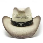 Men's Sun Hat Cowboy Hat Fedora Trilby Hat White Black / White Straw Rope Vintage Style Fashion 18th Century State of Texas Daily Theme Party Solid / - Image 3