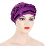 8 Colors Muslim Women Inner Caps Braided Bandanas Hijab Comfort Fashion Turban Hat Colorful Chemo Hats Head Wearing turbante 2025 - Image 2
