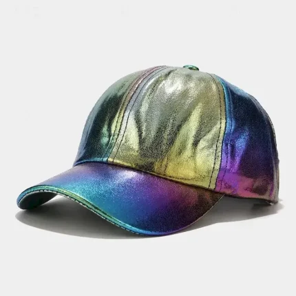 Pleated Pu Baseball Cap Unisex Man Woman Sparkling Adjustable Outdoor Snapback Hat Colorful Peaked Cap Stage Hip-Hop Hat 2025