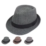 Men's Fedora Hat Panama Hat khaki Light Grey Cotton Streetwear Stylish 1920s Fashion Outdoor Daily Going out Graphic Prints Sunscreen 2025 - Image 2