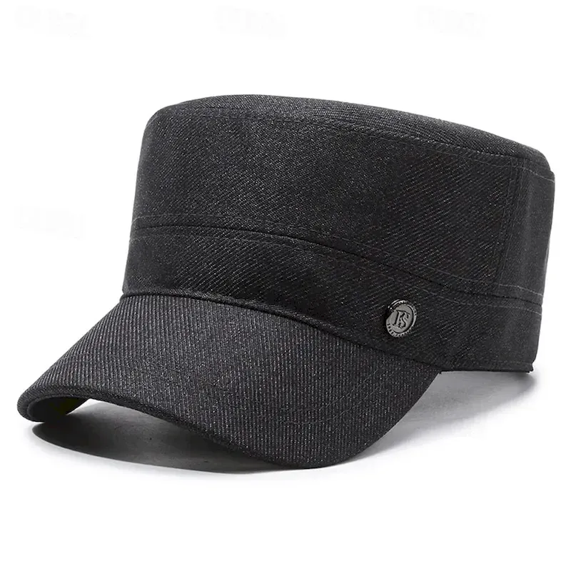 uycsgf1715152641314.webp Men's Unisex Flat Cap Baseball Cap Military Cap Cadet Hat Black Navy Blue Polyester Vintage Fashion Casual Street Daily Plain Adjustable Breathable 20 - Image 1
