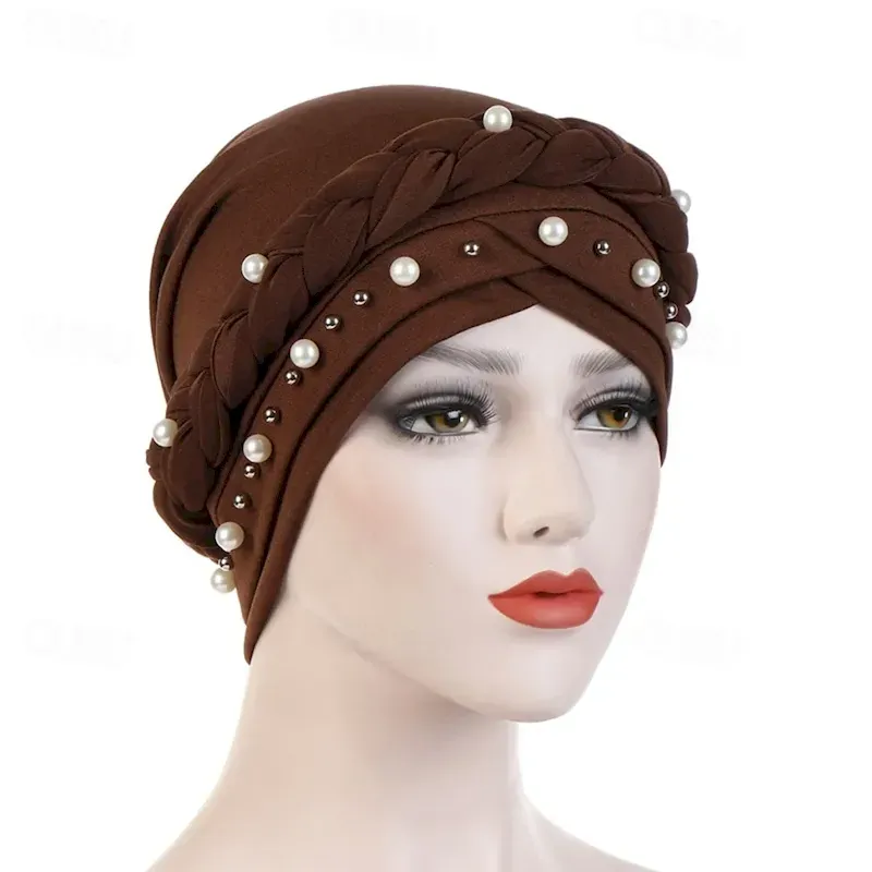 xesdsm1655980826807.webp Women Fashion Pearls Muslim Scarf Hijabs Hat Women India Hat Solid Turban Hat Wrap Cap Head Scarf Headscarf Hat Female Hair Accessories 2025 - Image 1