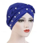 Women Fashion Pearls Muslim Scarf Hijabs Hat Women India Hat Solid Turban Hat Wrap Cap Head Scarf Headscarf Hat Female Hair Accessories 2025 - Image 5