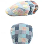 Men's Flat Cap Pink Red Cotton Adjustable Buckle Print Simple 1920s Fashion Casual Street Dailywear Weekend Plaid Portable Comfort Fashion 2025 - Image 4